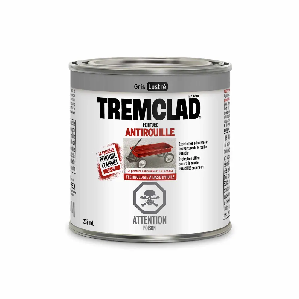 Tremclad Alkyd Rust Paint Gloss Grey, 237 ml