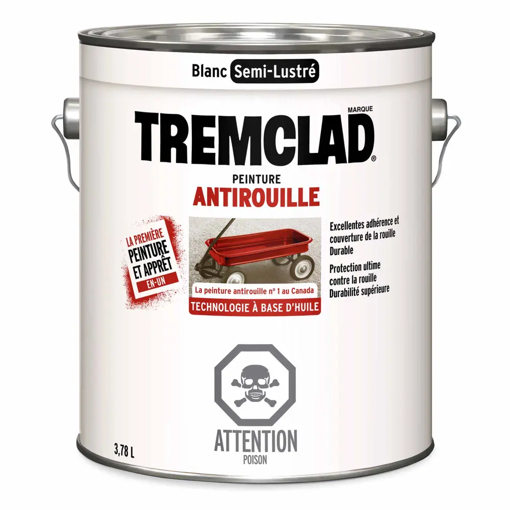 Tremclad Alkyd Rust Paint Semi-Gloss Ivory, 3.78 L