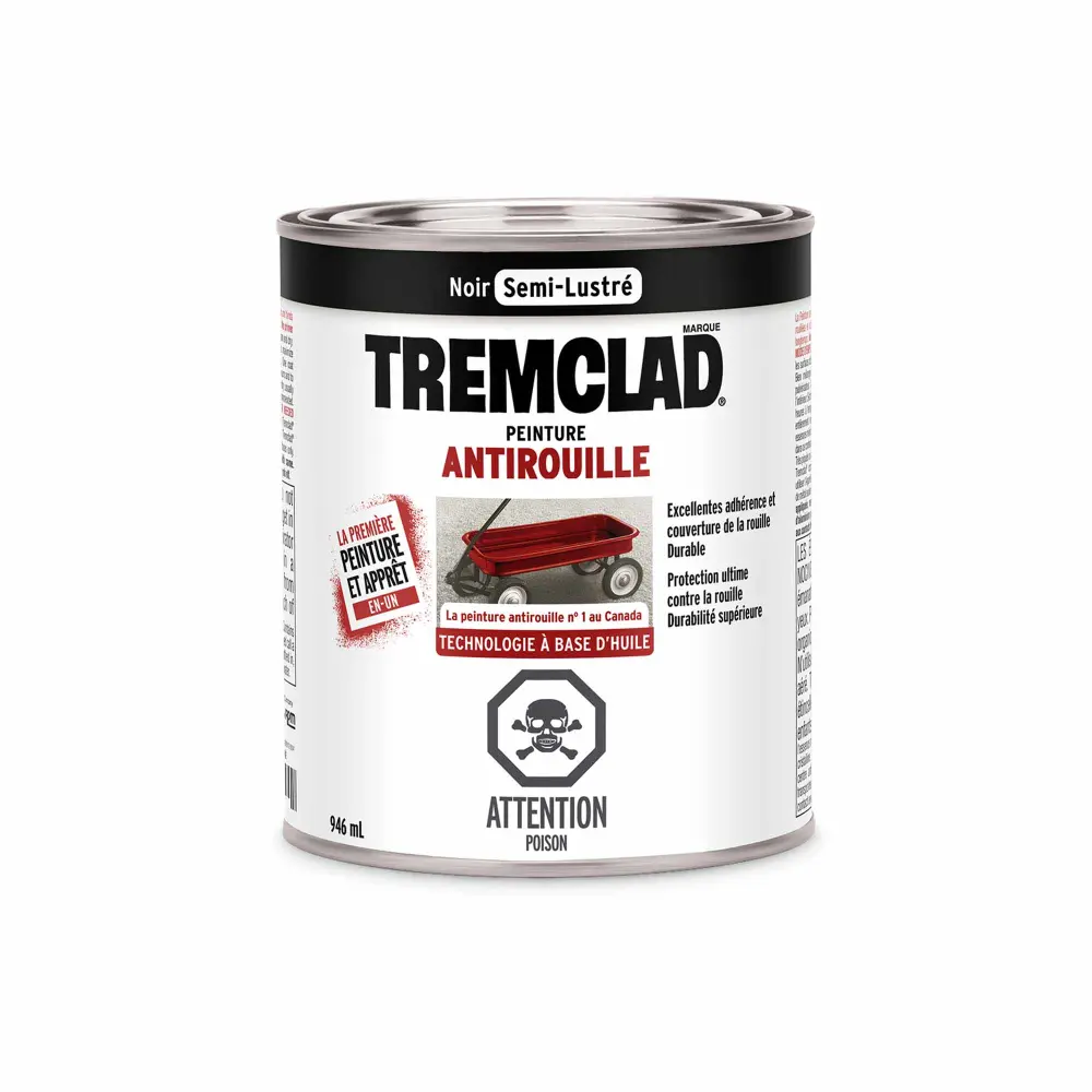 Tremclad Alkyd Rust Paint Semi-Gloss Midnight, 946 ml