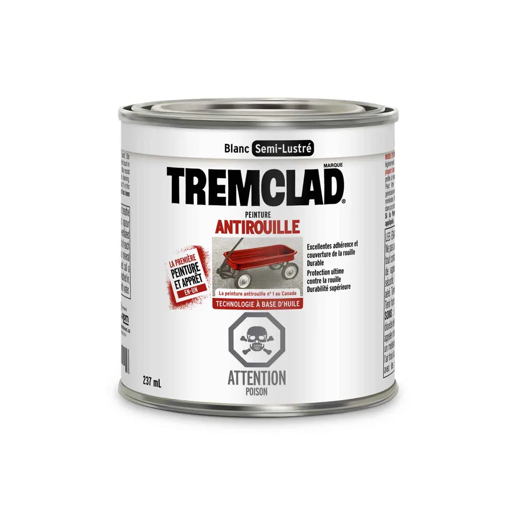 Tremclad Alkyd Rust Paint Semi-Gloss Snow, 237 ml