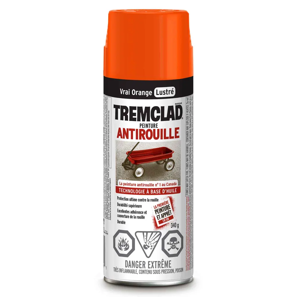 Tremclad Alkyd Rust Spray Paint Gloss True Orange, 340 g