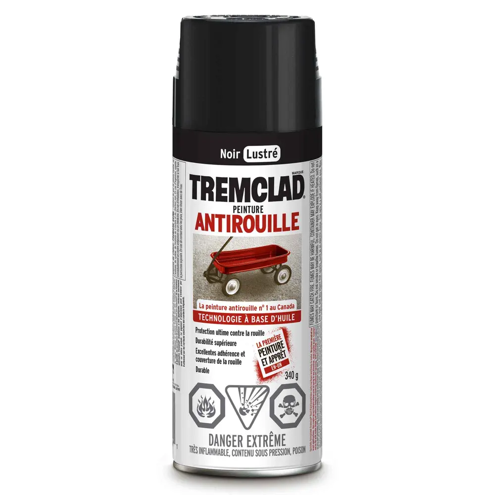 Tremclad Alkyd Rust Spray Paint Gloss Onyx, 340 g