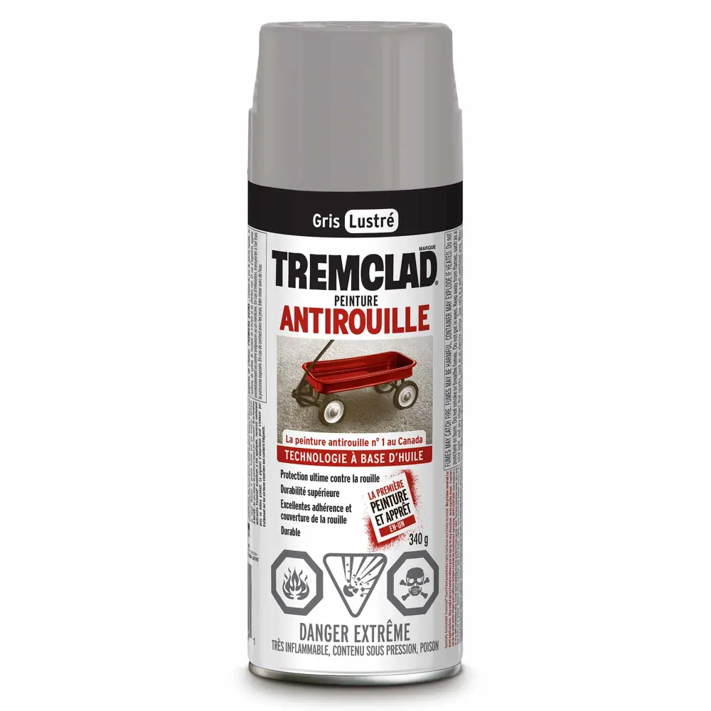 Tremclad Alkyd Rust Spray Paint Gloss Grey, 340 g