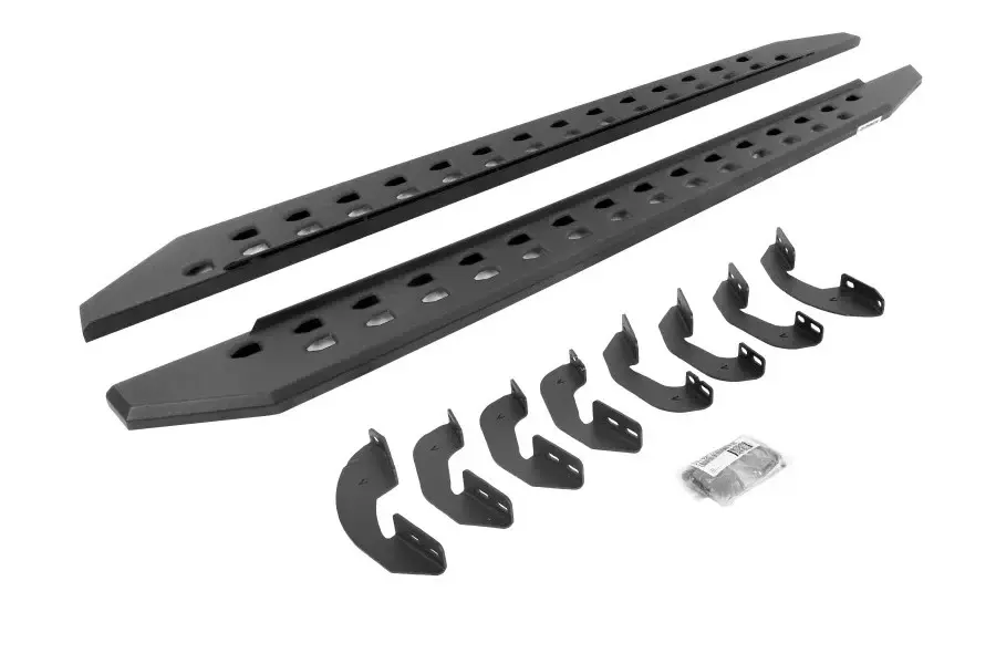 2007-21 Toyota Tundra Go Rhino RB20 Slim Line Running Boards w/ Mounting Brackets - Double Cab Only, Tactile Black
