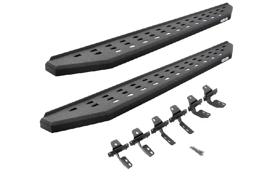 Heavy Duty 2019-25 Ram 1500 Crew Cab Go Rhino RB20 Running Boards w/ Mounting Brackets - Bedliner Coat