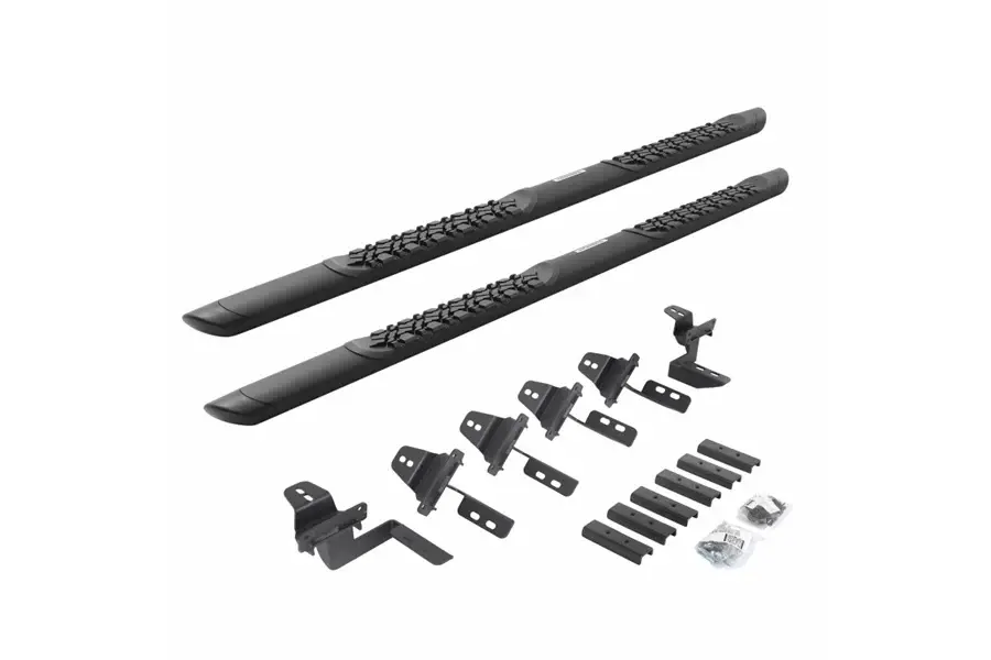 Jeep Wrangler JK 4-Door Go Rhino V-Series V3 Aluminum Side Steps and Mounting Brackets Kit - Textured Onyx