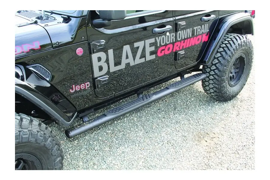 Jeep Wrangler JL 4-Door Go Rhino1000 Series Oval Side Steps, Midnight - No Brackets