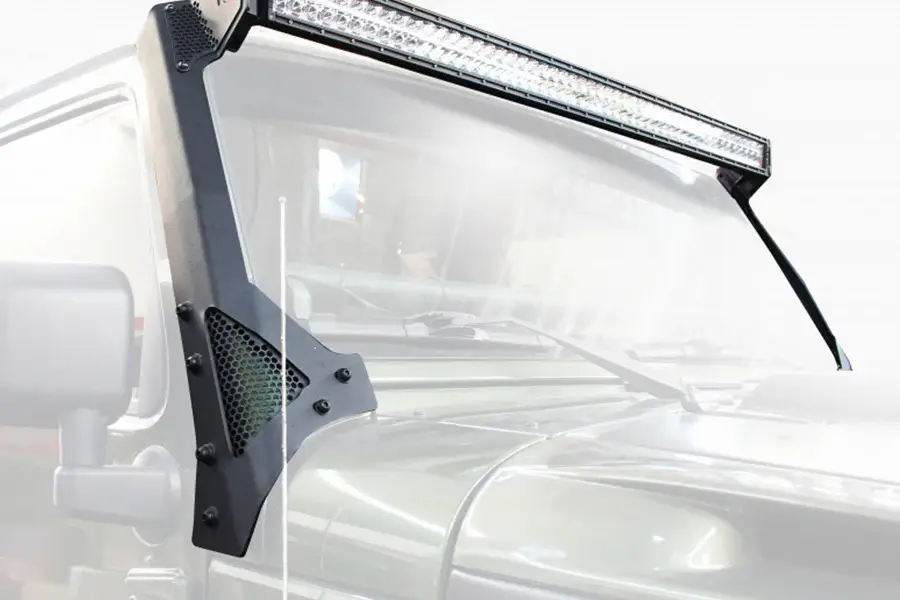 Jeep Wrangler JK Go Rhino Windshield Light Mount Brackets 50in Airy Bar
