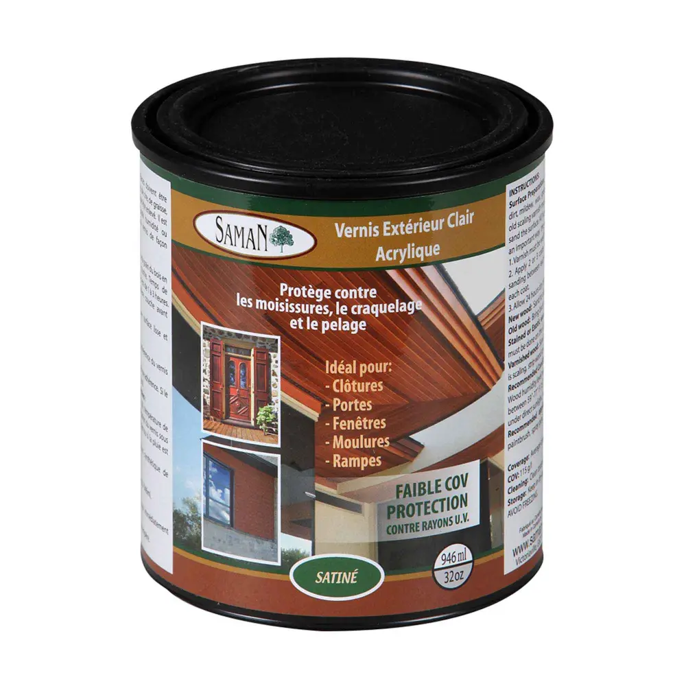 Satin Clear Acrylic Exterior Varnish, 946 ml