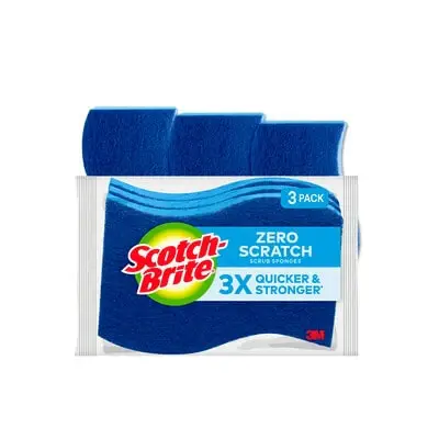 Scotch-Brite Non-Scratch Scrub Sponge, Navy, 3/Pack
