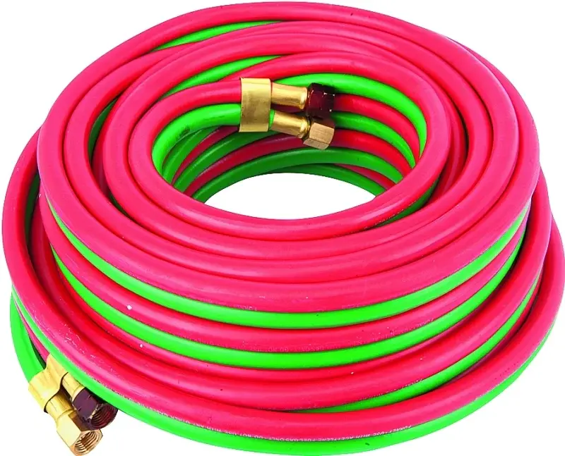 Forney 86145 Welder Torch Hose, 1/4 ID, 25 ft L, 100 psi Pressure, 9/16-18 Thread, Neoprene, Green/Red
