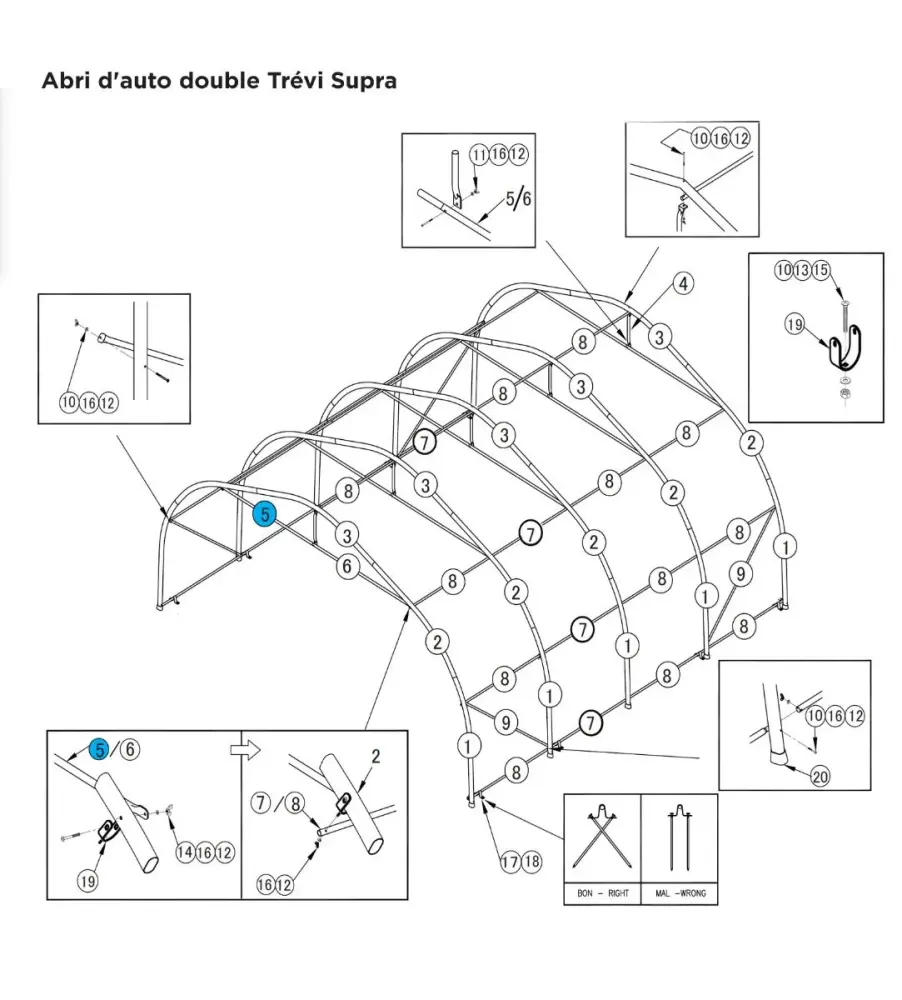 Polyethylene Skid # 5 86 3/4'' female door bar