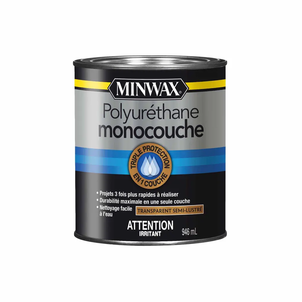 Minwax One Coat Polyurethane Semi-Gloss Glass-like, 946 ml