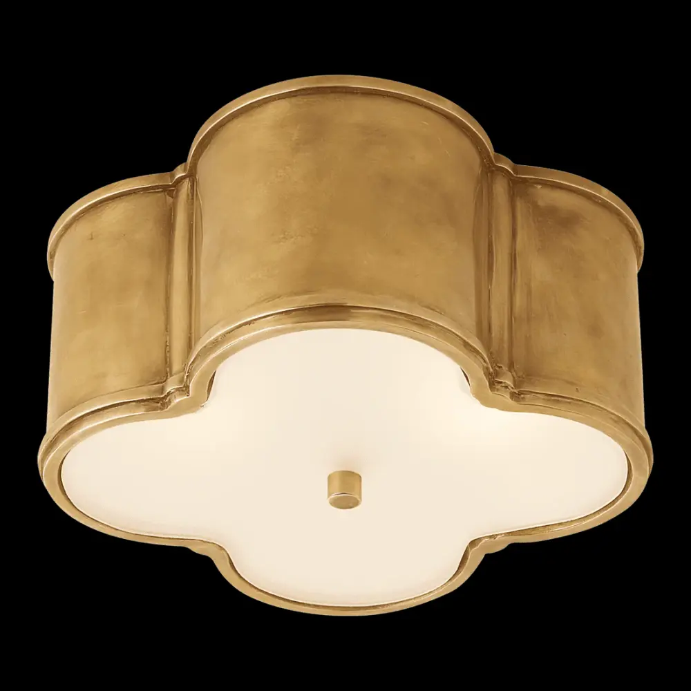 Basil Small Flush Install - Natural Brass Frosted Glass