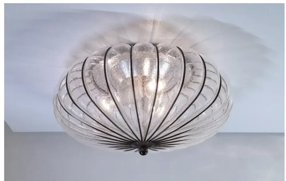 Varsita Flush Ceiling: Glass-like Seedy, Iron