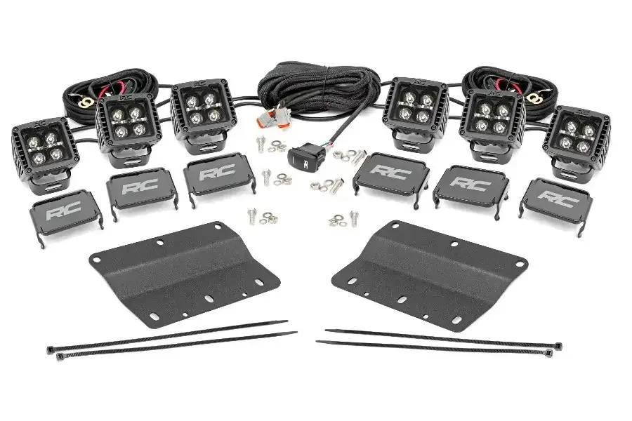 2021-25 Ford Bronco Rough Country Trinity 2in Cube Fog Light Mount Kit - Amber DRL