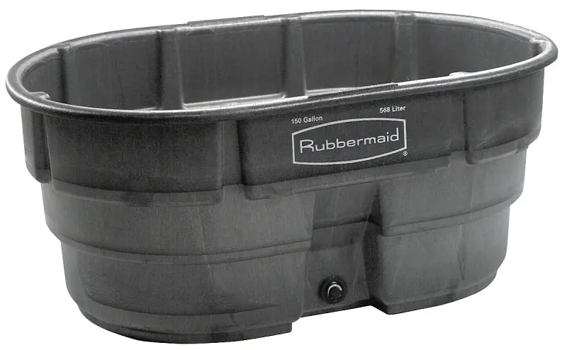 Rubbermaid 424500BLA Stock Tank, 150 gal, Polymer, Black