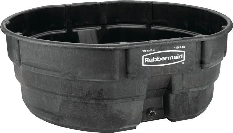 Rubbermaid FG424700BLA Stock Tank, 300 gal Capacity, Plastic, Onyx