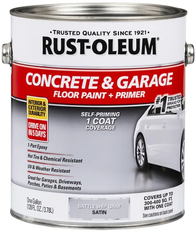 Rust-Oleum 225380 Porch and Floor Paint, Water, Satin, Battleship Pewter, 1 gal, Can, 300 to 400 sq-ft/gal Coverage Area