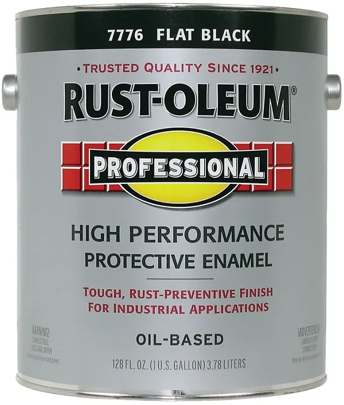 Rust-Oleum 7776402 Enamel Paint, Oil, Flat, Ebony, 1 gal, Can, 230 to 390 sq-ft/gal Coverage Area