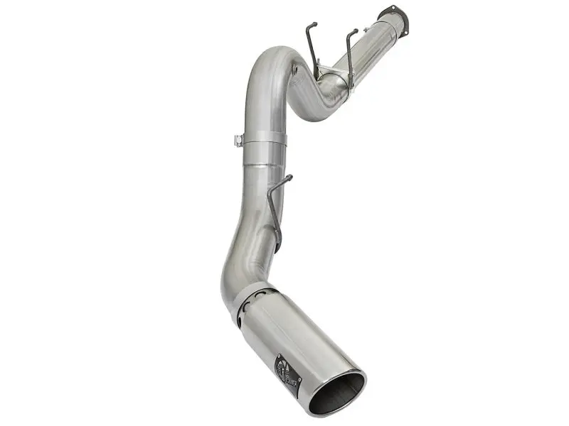 aFe ATLAS 5in DPF Back Alum Steel Exhaust System w Polished Tip 2017 Ford Diesel Trucks V8 6.7L (td)