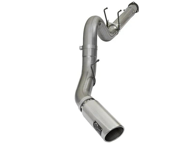 aFe LARGE BORE HD 5in 409 SS DPF Back Exhaust w Polished Tip 2017 Ford Diesel Trucks V8 6.7L (td)