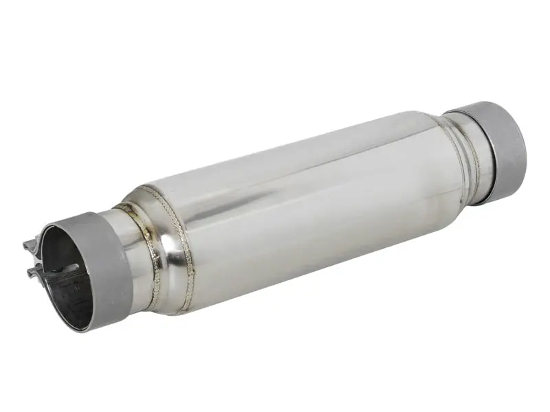 aFe MACH Force Xp 409 SS Resonator 3in. Inlet Outlet 4in. Diameter 12in. Body 16in. Length