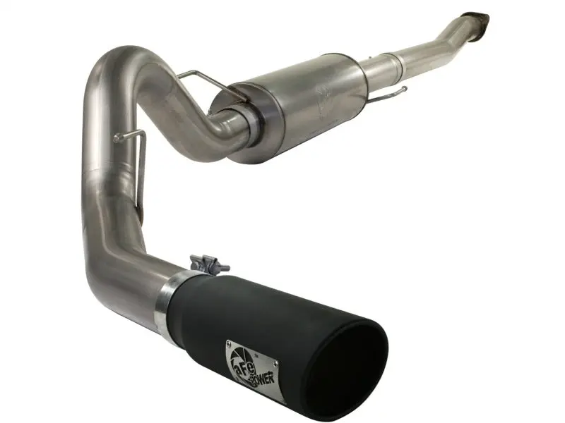 aFe MACHForce XP Exhaust Cat Back SS 409 4in Black Tip 11 12 Ford F 150 EcoBoost V6 3.5L (tt)