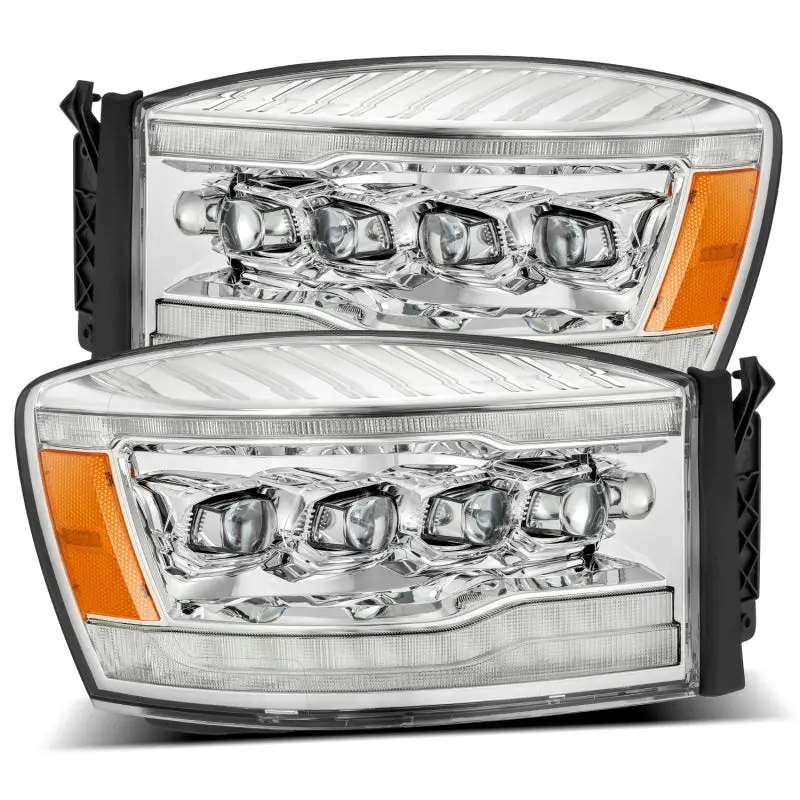 AlphaRex 06 08 Dodge Ram 1500HD NOVA LED Proj Headlights Plank Style Blk w Seq Signal DRL Amber LED