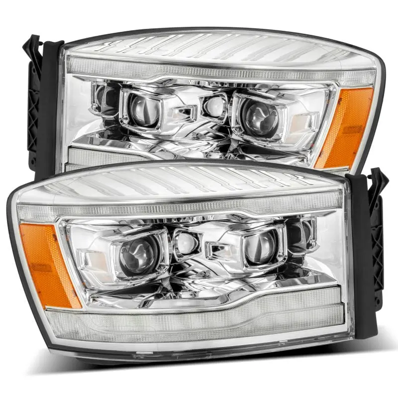 AlphaRex 06 08 Dodge Ram 1500HD PRO Series Projector Headlights Plank Style Chrome w Seq Signal DRL