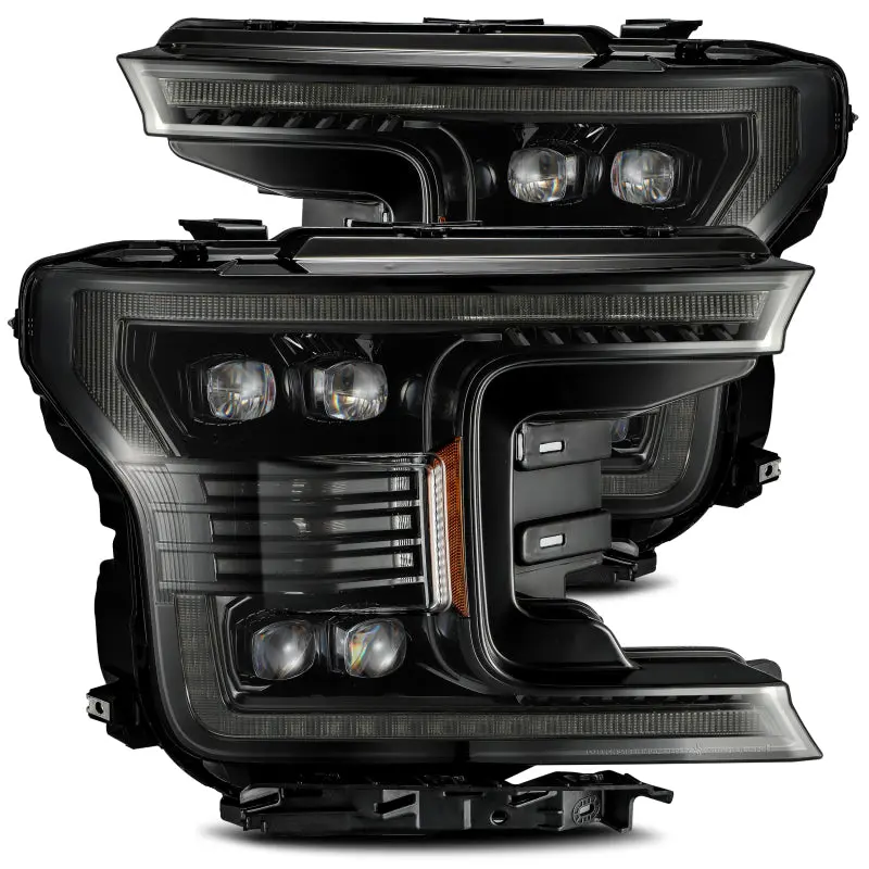 AlphaRex 18 20 Ford F 150 NOVA LED Proj Headlight Plank Style Alpha Blk w Activ Light Seq Signal DRL