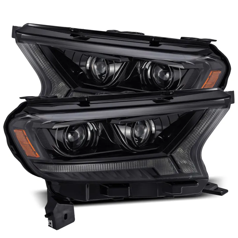 AlphaRex 19 21 Ford Ranger LUXX LED Proj Headlights Plank Style Alpha Black w Seq Signal DRL