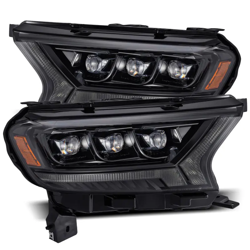 AlphaRex 19 21 Ford Ranger NOVA LED Proj Headlight Plnk Style Alpha Blk w Activ Light Seq Signal DRL
