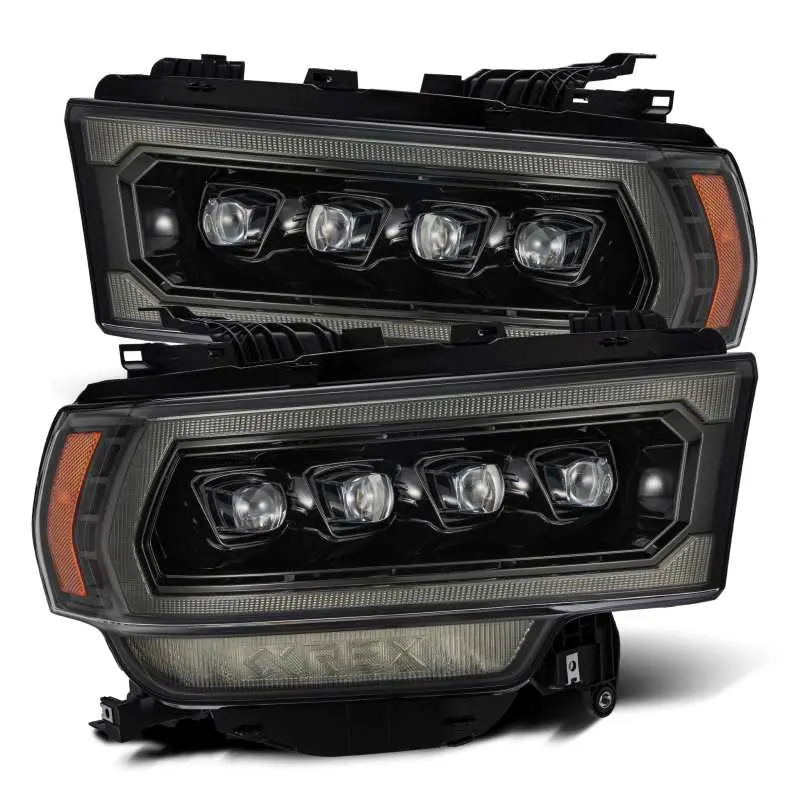 AlphaRex 19 21 Ram 2500 NOVA LED Proj Headlights Plank Style Alpha Blk w Activ Light Seq Signal DRL