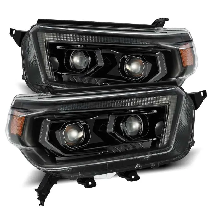 AlphaRex 10 13 Toyota 4Runner LUXX LED Proj Headlights Plank Style Alpha Black w Seq Signal DRL