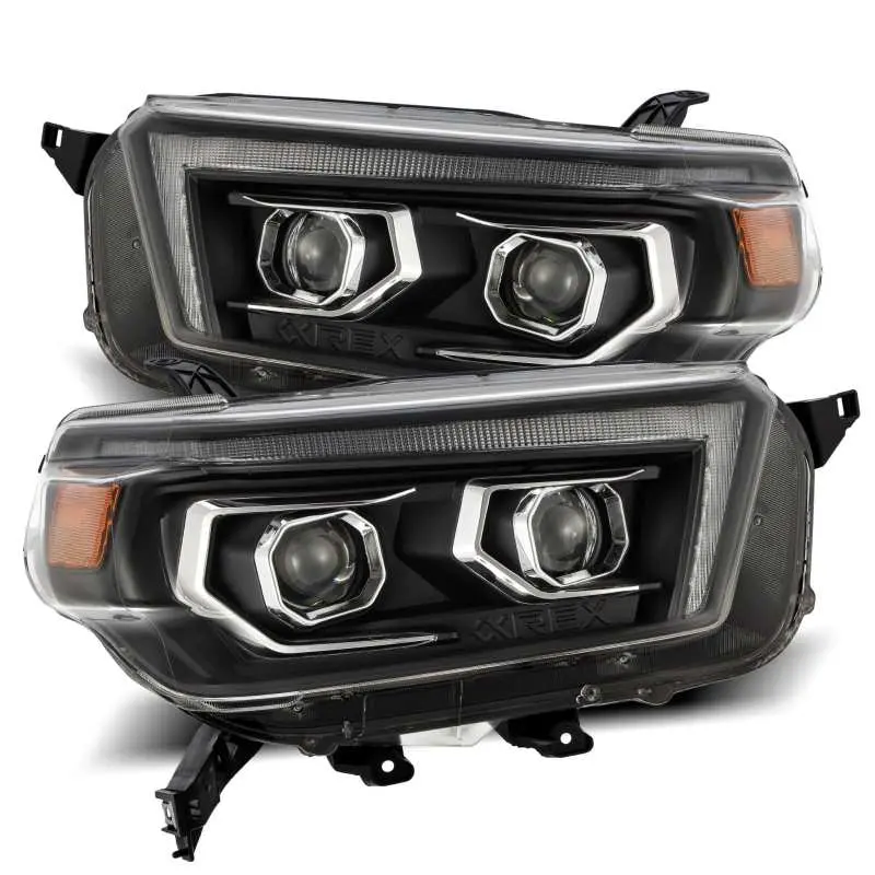 AlphaRex 10 13 Toyota 4Runner LUXX LED Proj Headlights Plank Style Black w Seq Signal DRL