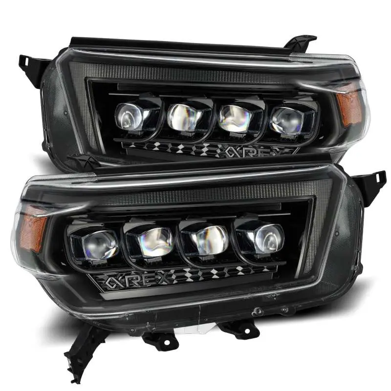 AlphaRex 10 13 Toyota 4Runner NOVA LED Proj Headlights Plank Style Alpha Black w Seq Signal DRL