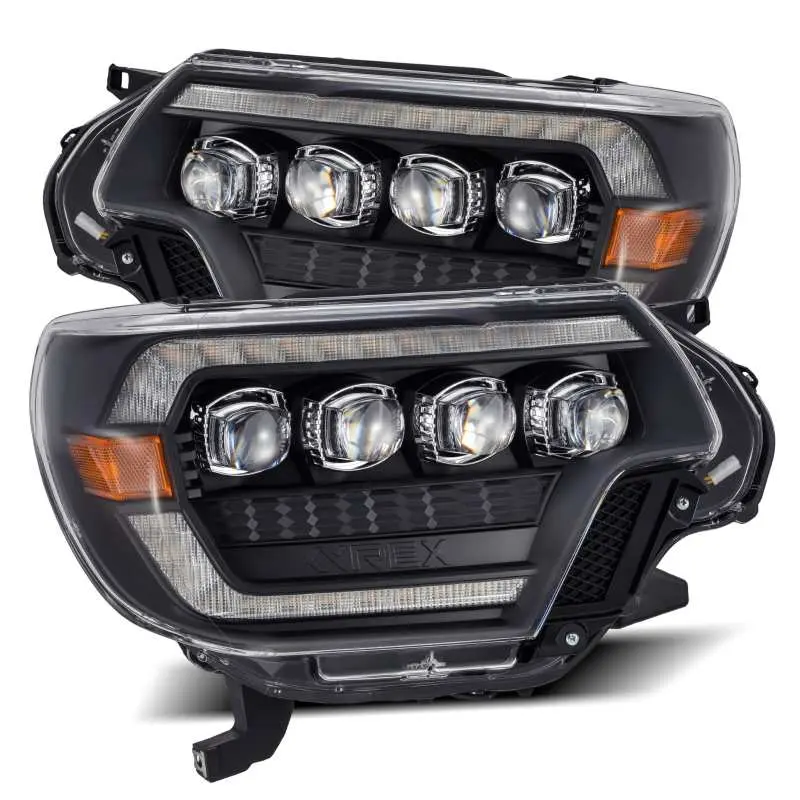 AlphaRex 12 15 Toyota Tacoma NOVA LED Proj Headlights Plank Style Black w Activ Light Seq Signal DRL
