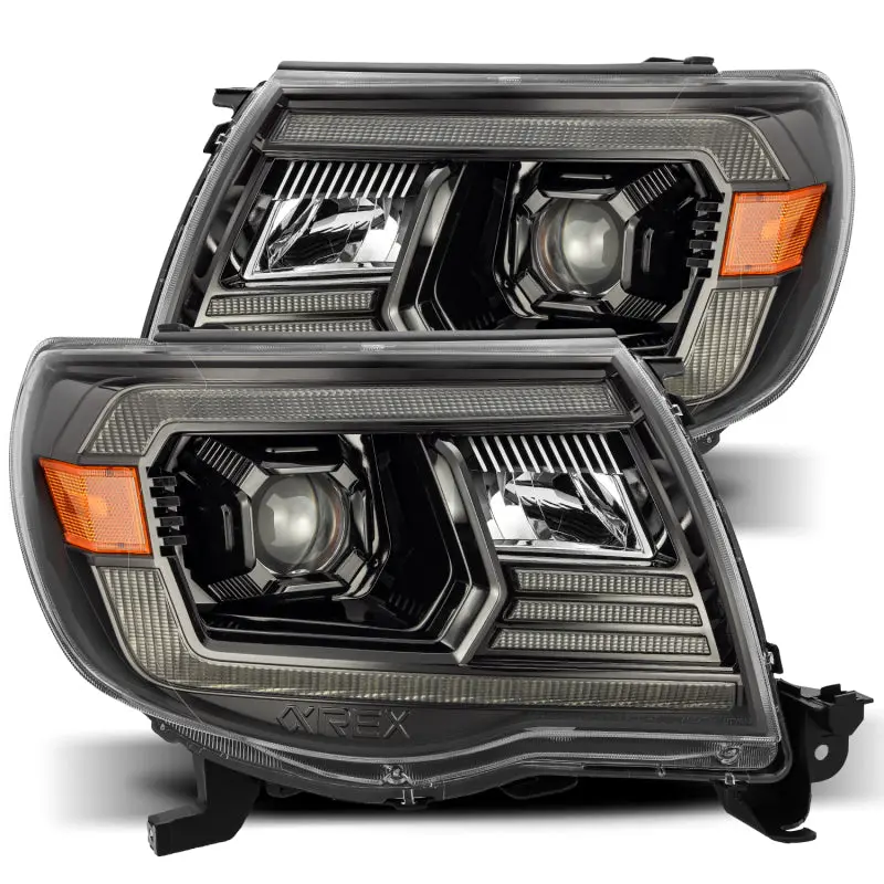 AlphaRex 05 11 Toyota Tacoma PRO Series Projector Headlights Plank Style Design Alpha Black w DRL