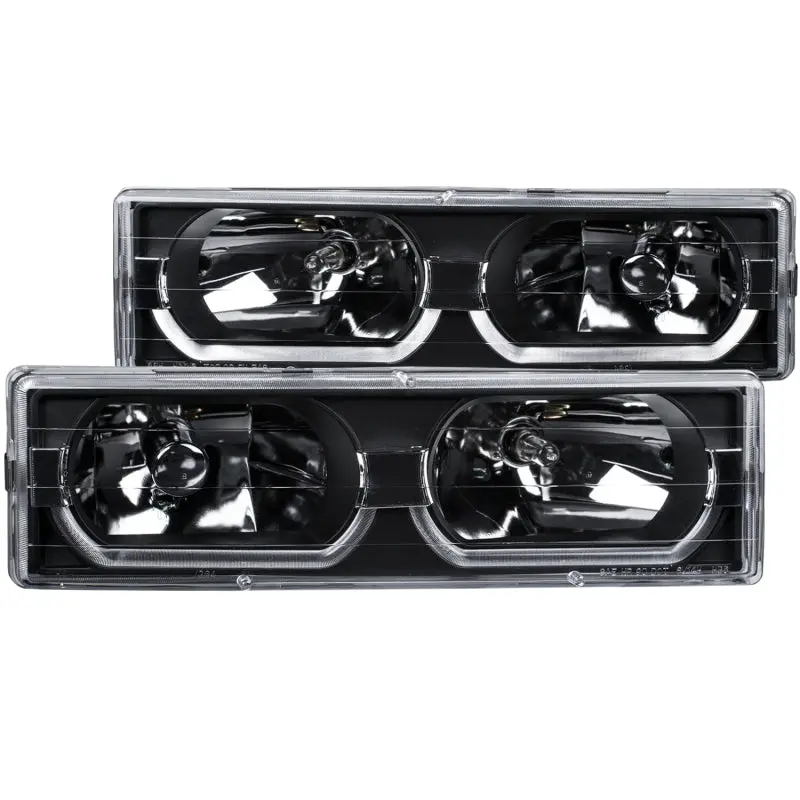 ANZO 1988 1998 Chevrolet C1500 Crystal Headlights Black w Low Brow