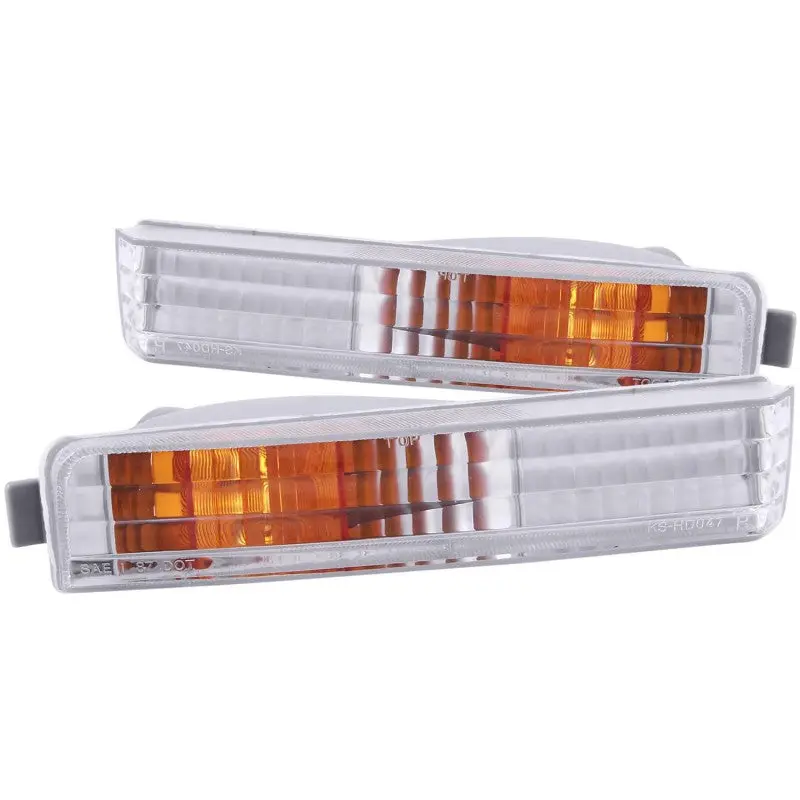 ANZO 1990 1991 Honda Accord Euro Parking Lights Chrome w Amber Reflector