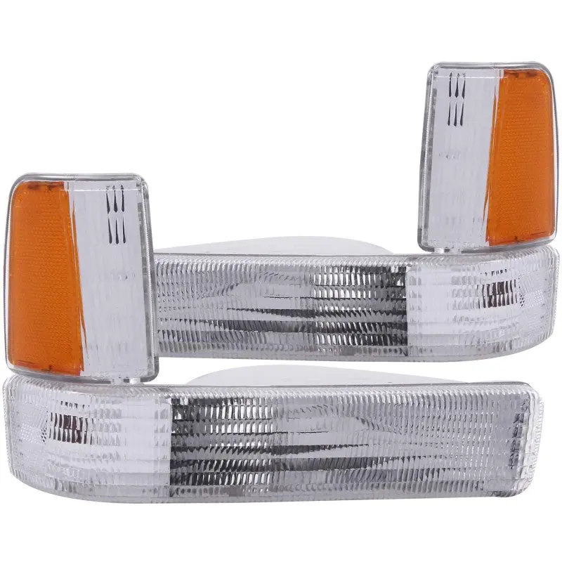 ANZO 1991 1996 Dodge Dakota Euro Parking Lights Chrome w Amber Reflector