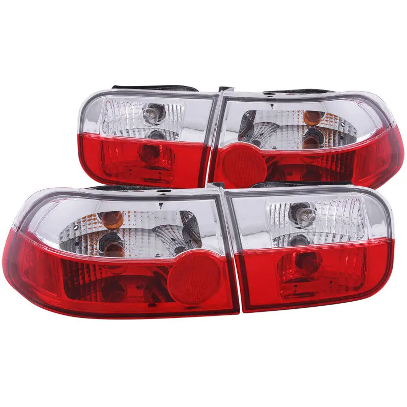 ANZO 1992 1995 Honda Civic Taillights Red Clear