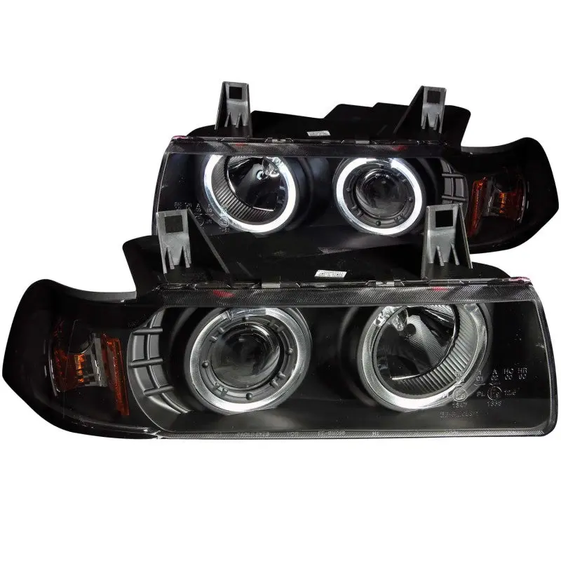 ANZO 1992 1998 BMW 3 Series E36 Projector Headlights w Halo Black G2 1 pc