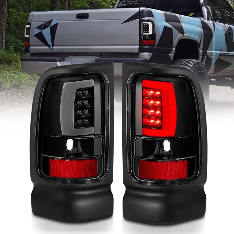 ANZO 1994 2001 Dodge Ram 1500 LED Taillights Plank Style Black w Clear Lens