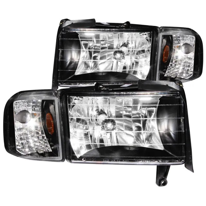ANZO 1994 2001 Dodge Ram Crystal Headlights Black