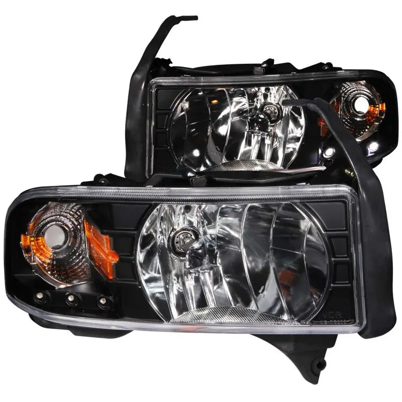 ANZO 1994 2001 Dodge Ram Crystal Headlights Black w LED