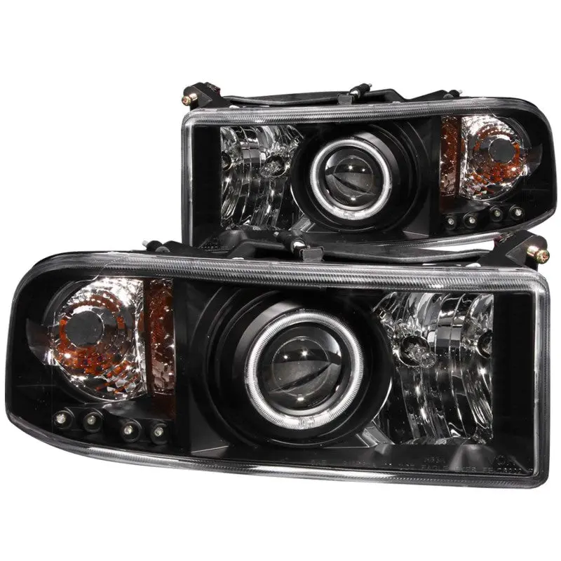 ANZO 1994 2001 Dodge Ram Projector Headlights w Halo Black