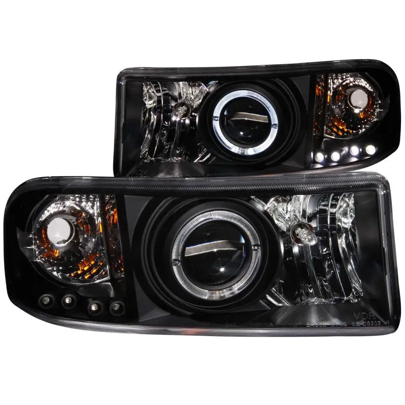 ANZO 1994 2001 Dodge Ram Projector Headlights w Halo Black