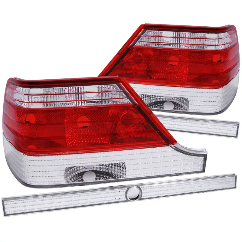 ANZO 1995 1999 Mercedes Benz S Class W140 Taillights Red Clear